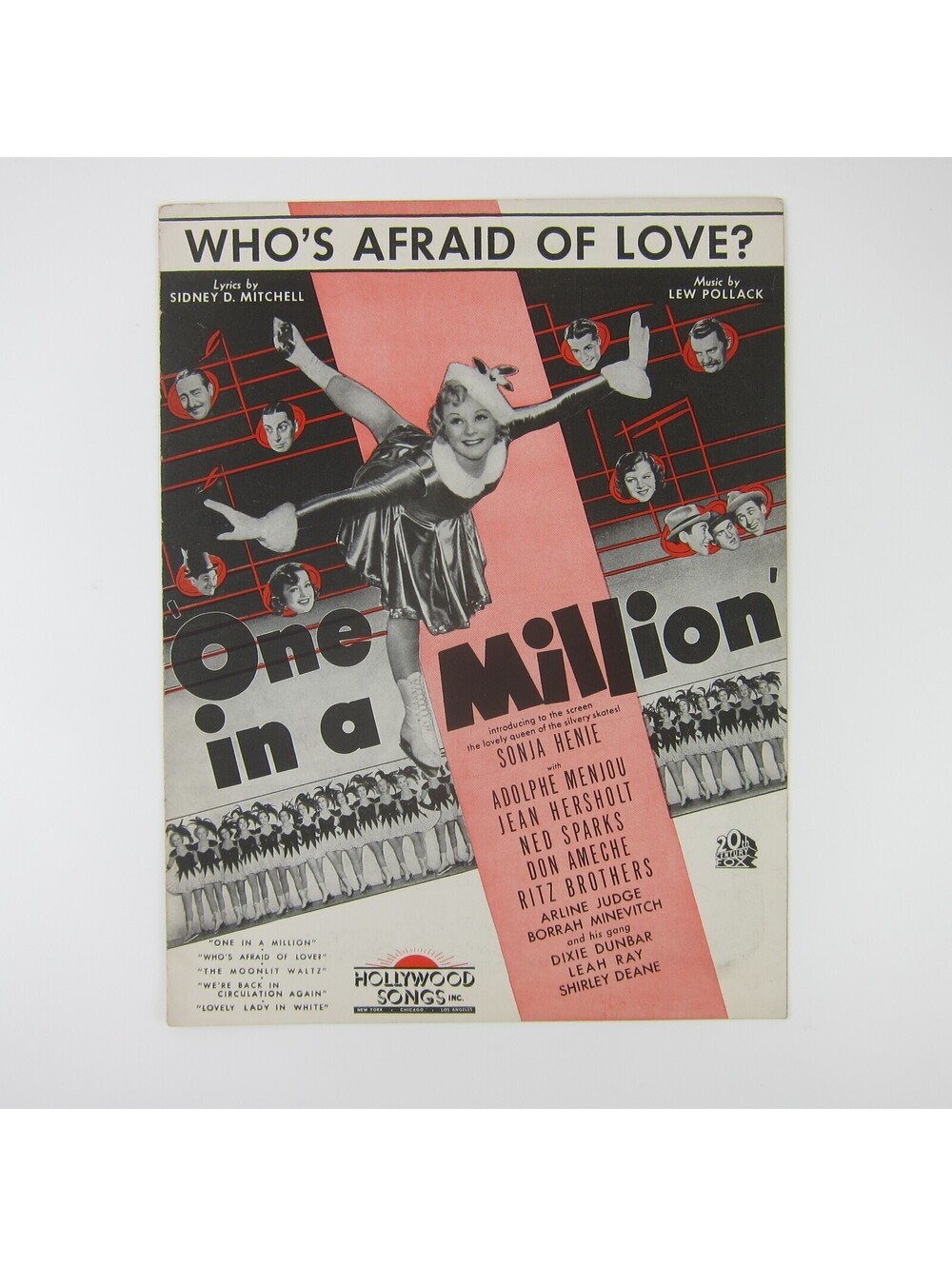 Sheet Music Who's Afraid of Love One in a Million Film Sonja Henie Vintage 1936